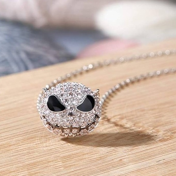 Boutique Jewelry - Jack Skellington silver and crystals Necklace Nightmare Before Christmas